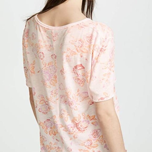 EUC Free People Tourist Floral Short Sleeve T-shirt in Blush Combo Size Medium - Picture 2 of 8